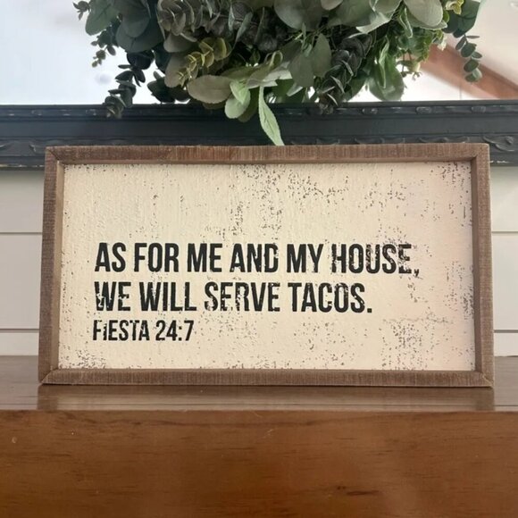 Primitives by Kathy SERVE TACOS Funny Kitchen Home Decor Wooden Shelf Sitter - Picture 1 of 3